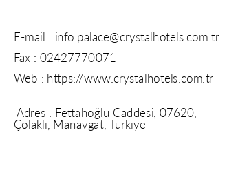 Crystal Palace Luxury Resort & Spa iletiim bilgileri
